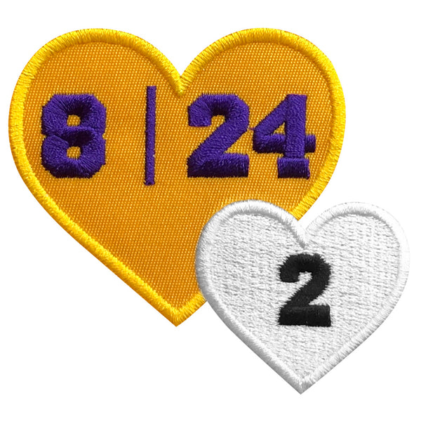 Memorial Kobe and Gigi, Their Jersey Number 8/24 2 Love Patch Iron on Sew on Embroidered Applique Badge Motif Decal 3.5 x 3.1 Inches (9 x 8 cm)